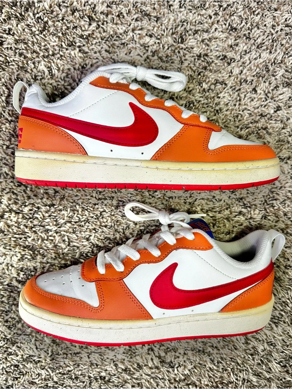 Nike Court Borough Low 2 Youth Size 5.5/7W Shoes‎ BQ5448-119 Sail Hot Curry/Red